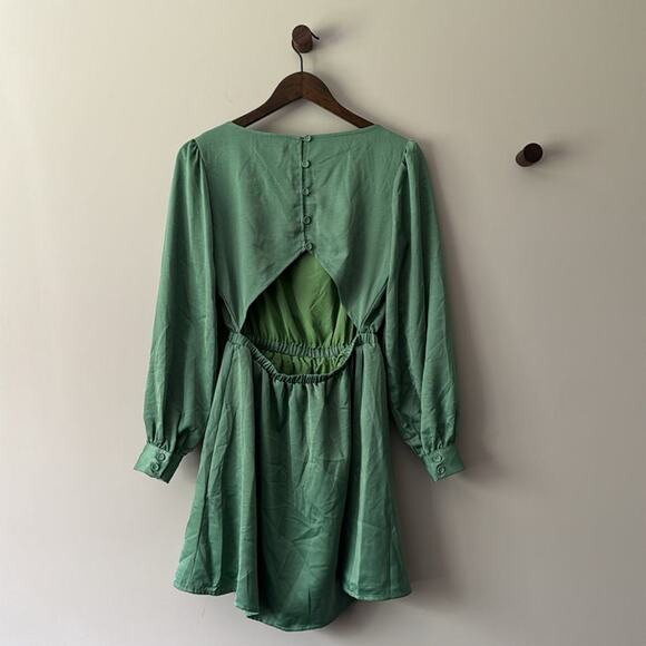 LOST + WANDER Cut-Out Back Detail Mini Dress Green Size XS - Picture 1 of 8